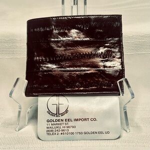 VTG Genuine‎ Eel Skin Burgundy Bifold Wallet Never Used
